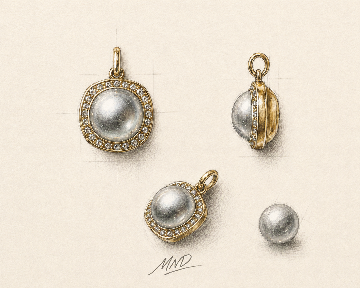 Blue Tahitian Pearl Pendant — view A
